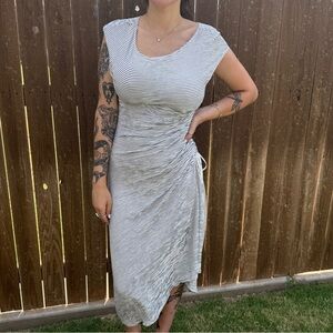Max Studio Asymmetrical Striped Dress in Gray